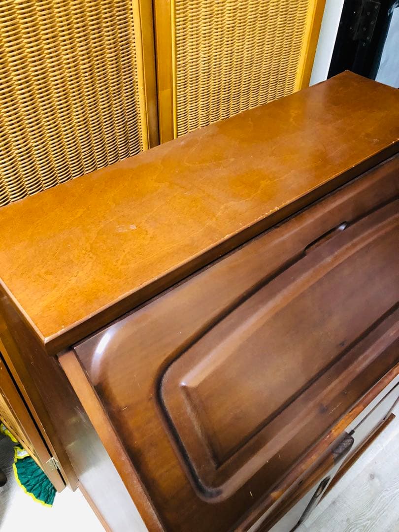 大雪木工　アンティーク　ライティングビューロー　木製　キャビネット　サイドボード