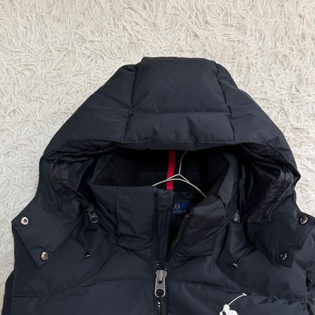 17093✨ポロラルフローレン L ビッグポニー ドローコード ダウンベスト 黒