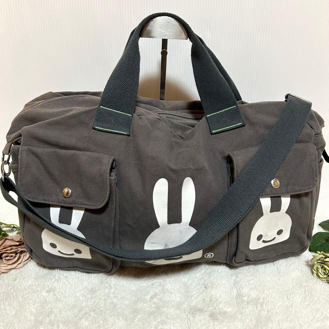 【完売品】CUNE キャンバスショルダーバッグ うさぎいっぱい ポケット多数