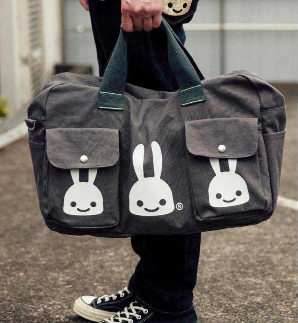 【完売品】CUNE キャンバスショルダーバッグ うさぎいっぱい ポケット多数