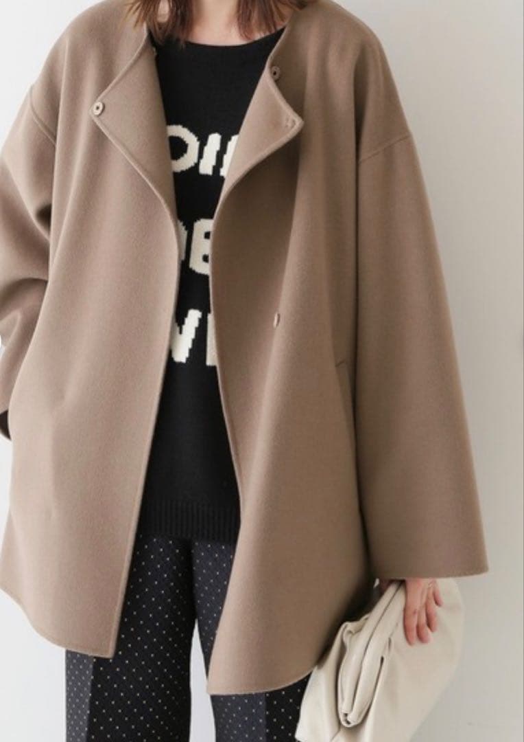 スローブイエナ　ハミルトン　ダブルフェイスウールショート　コクーンコート