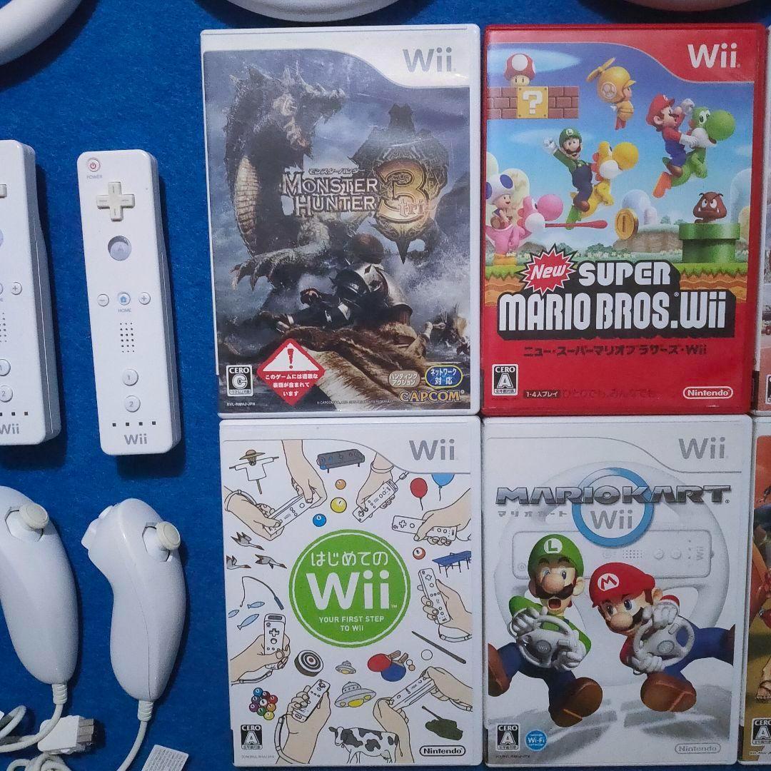 任天堂Wii 本体付 マリオカート ハンドル4 太鼓の達人スーパーセット！