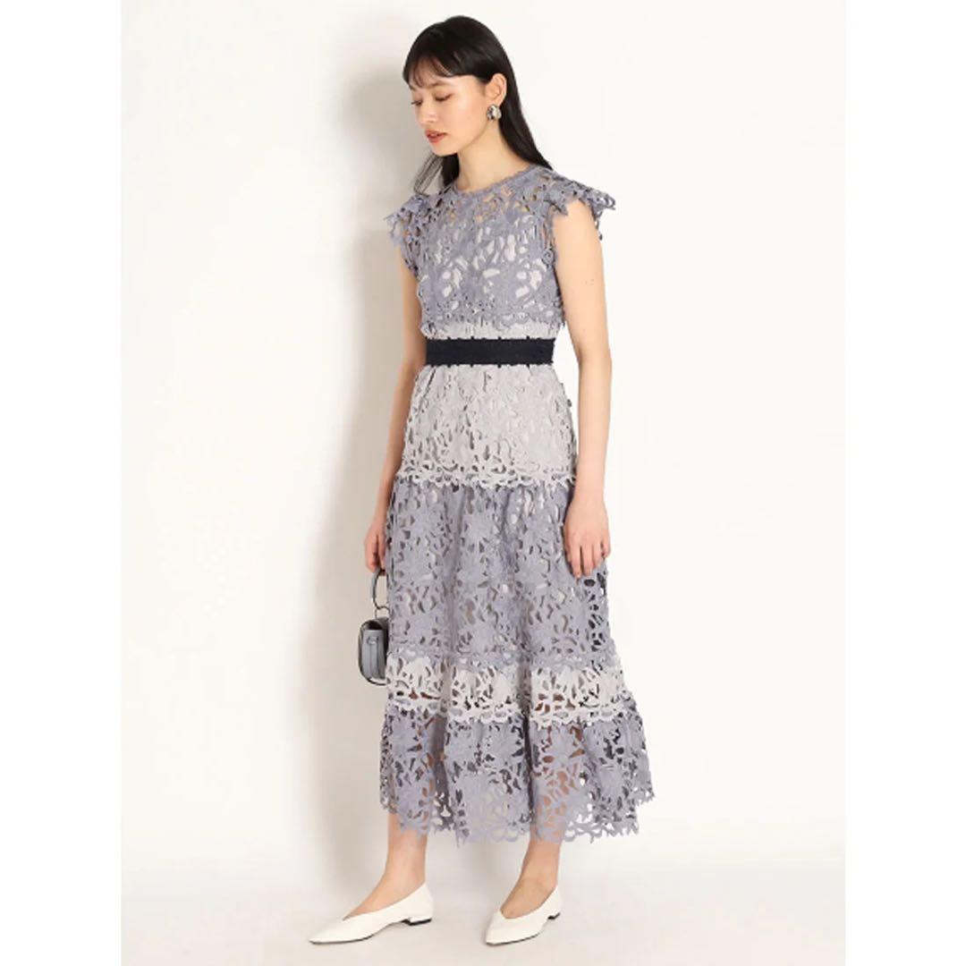 SNIDEL カラーブロッキングレースワンピース