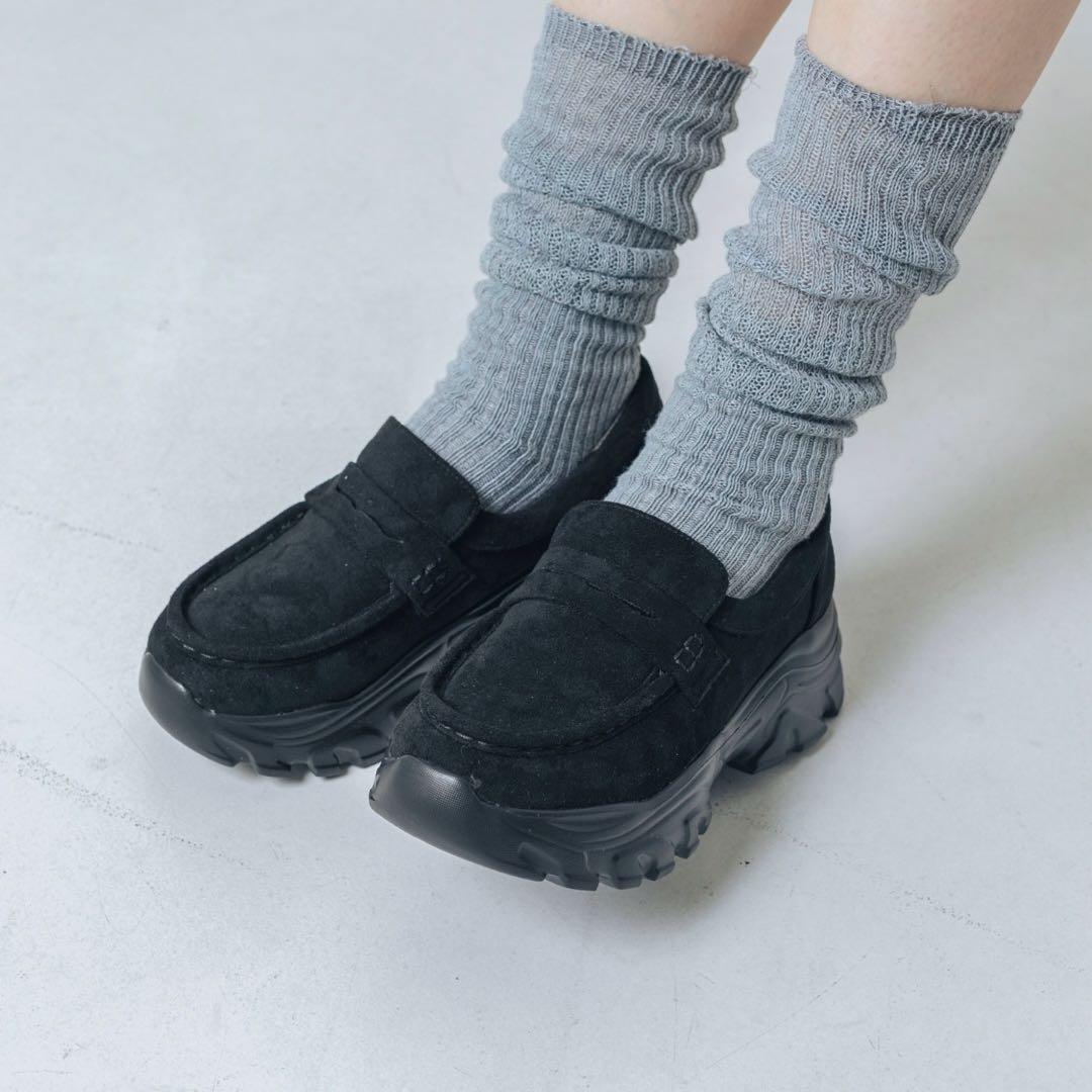 EVOL ブラック スエード ローファースニーカー