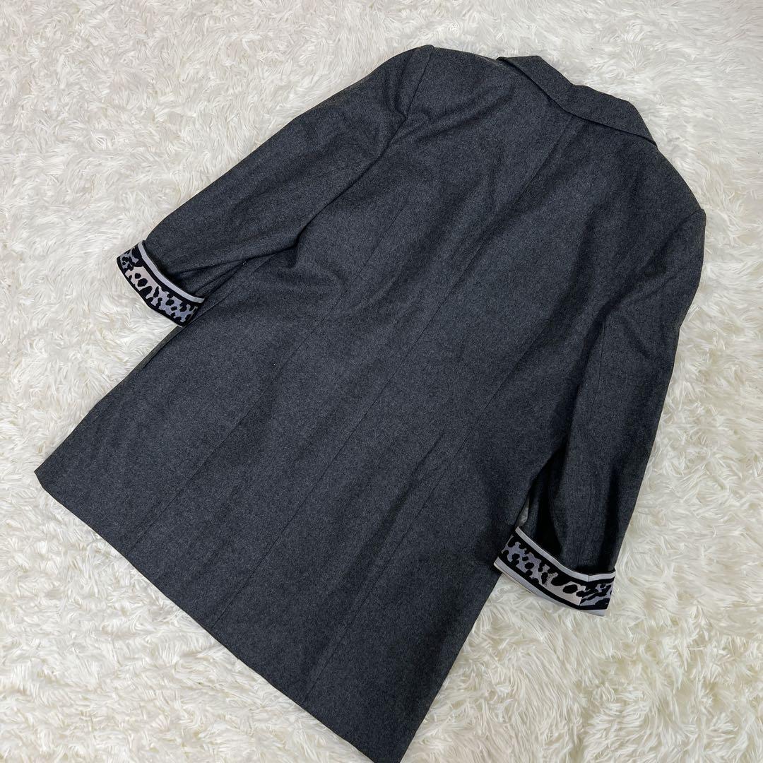 美品✨大きいサイズ　XL レオナール　チェスターコート　ダークグレー　カシミヤ