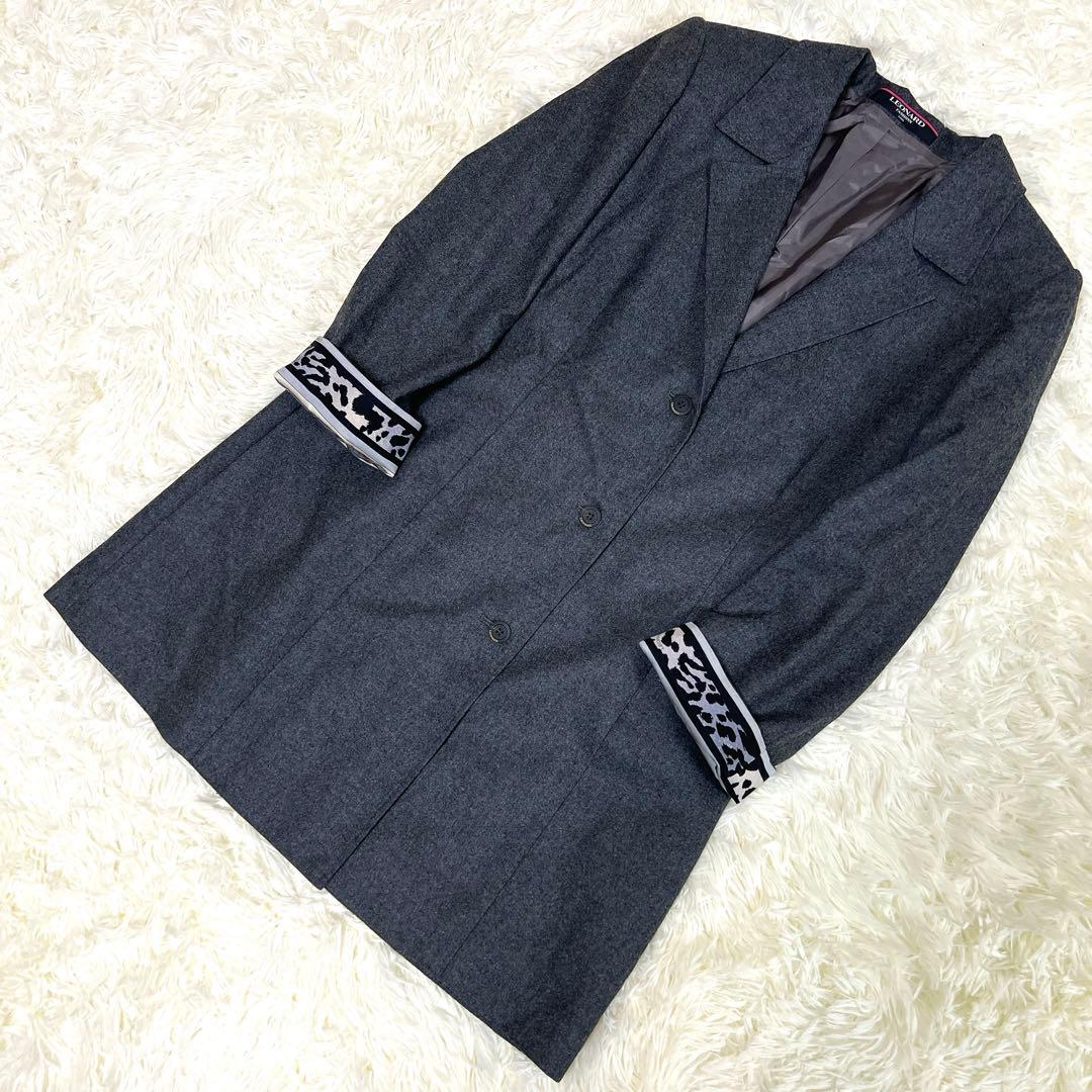 美品✨大きいサイズ　XL レオナール　チェスターコート　ダークグレー　カシミヤ