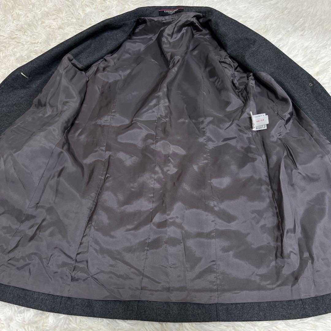 美品✨大きいサイズ　XL レオナール　チェスターコート　ダークグレー　カシミヤ