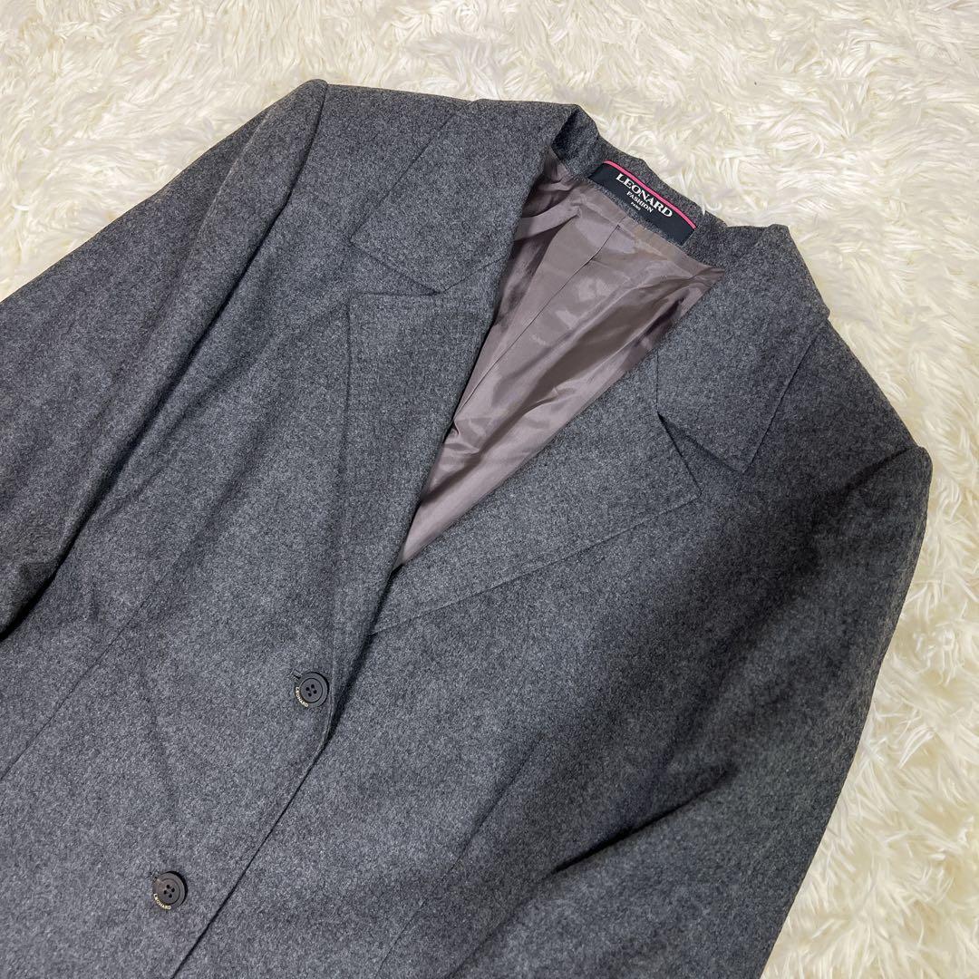 美品✨大きいサイズ　XL レオナール　チェスターコート　ダークグレー　カシミヤ
