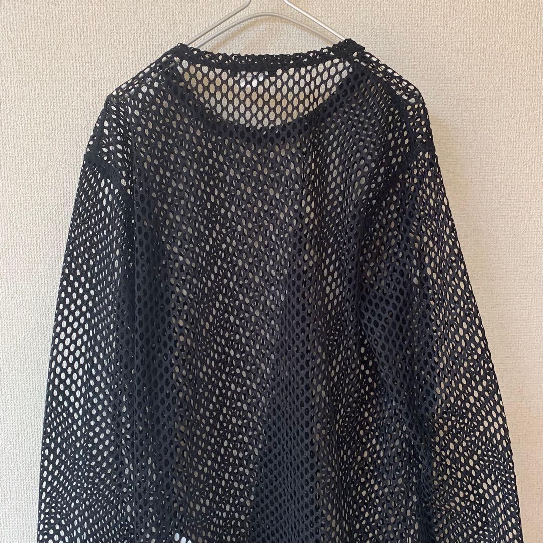 コムデギャルソンオムプリュス　カットソー　メッシュ　黒　L