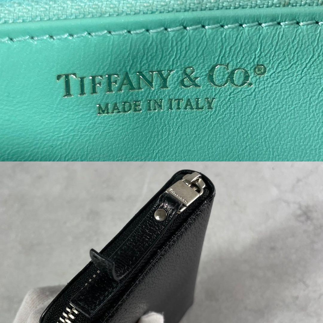 【美品】ティファニー 長財布 ロゴ 金具 オールレザー ティファニーブルー