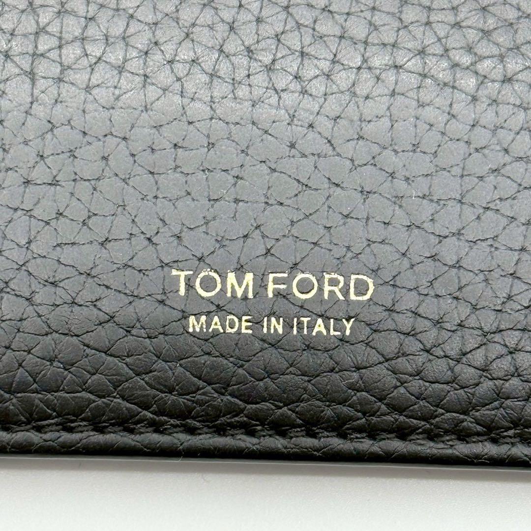 トムフォード マネークリップ シボ革 金文字ロゴ ゴールド金具 ブラック