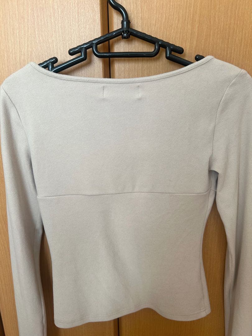 トップス andmary Ami ribbon check tops beige