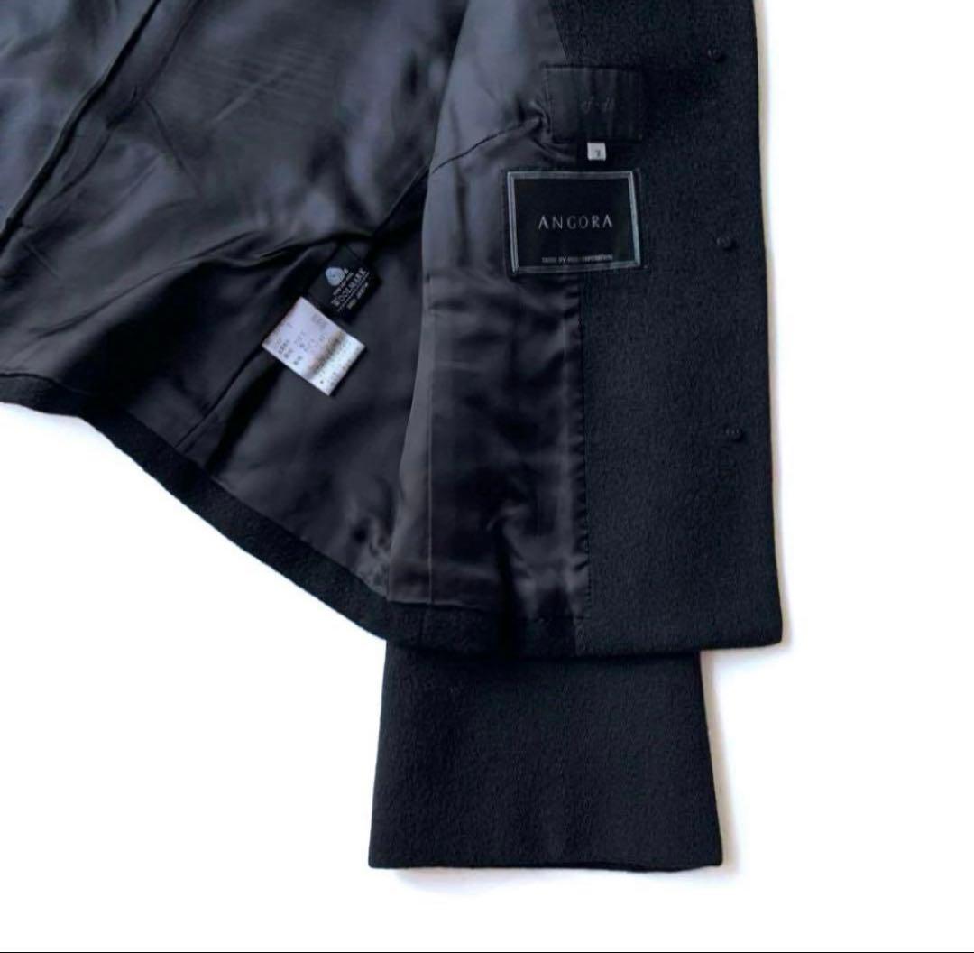【ほぼ新品‼️藤井毛織　アンゴラ】エフデ　ショートコート　ハーフコート　ブラック