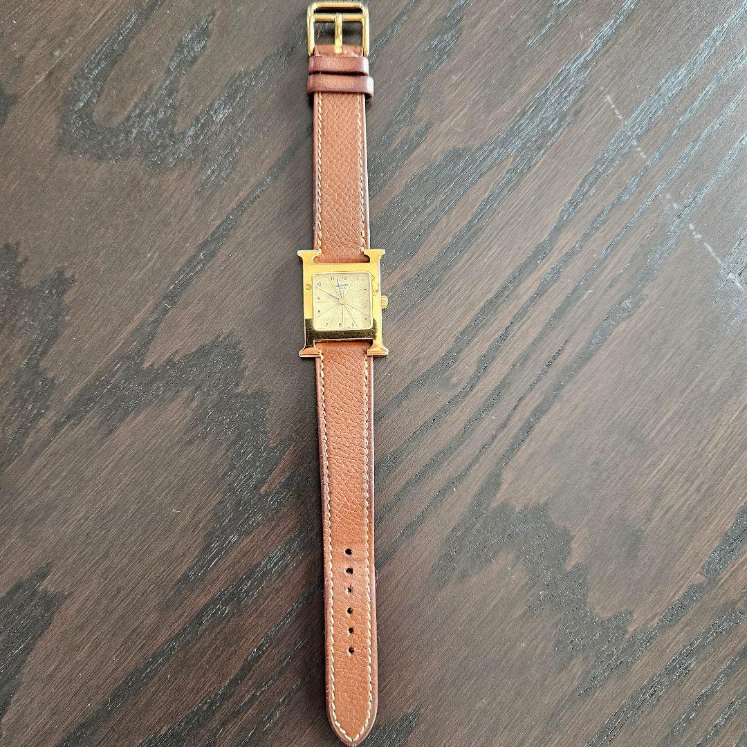 N*す様 【稼働品】HERMES Hウォッチ ゴールド×ブラウン