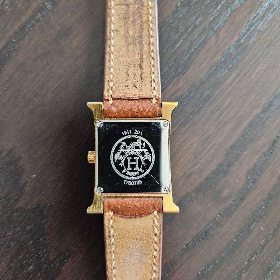 N*す様 【稼働品】HERMES Hウォッチ ゴールド×ブラウン