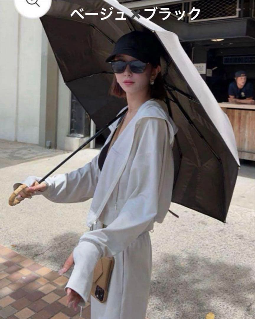 しぃちゃん　遮光　日傘 晴雨兼用 折りたたみ傘　 ブラック/ベージュ