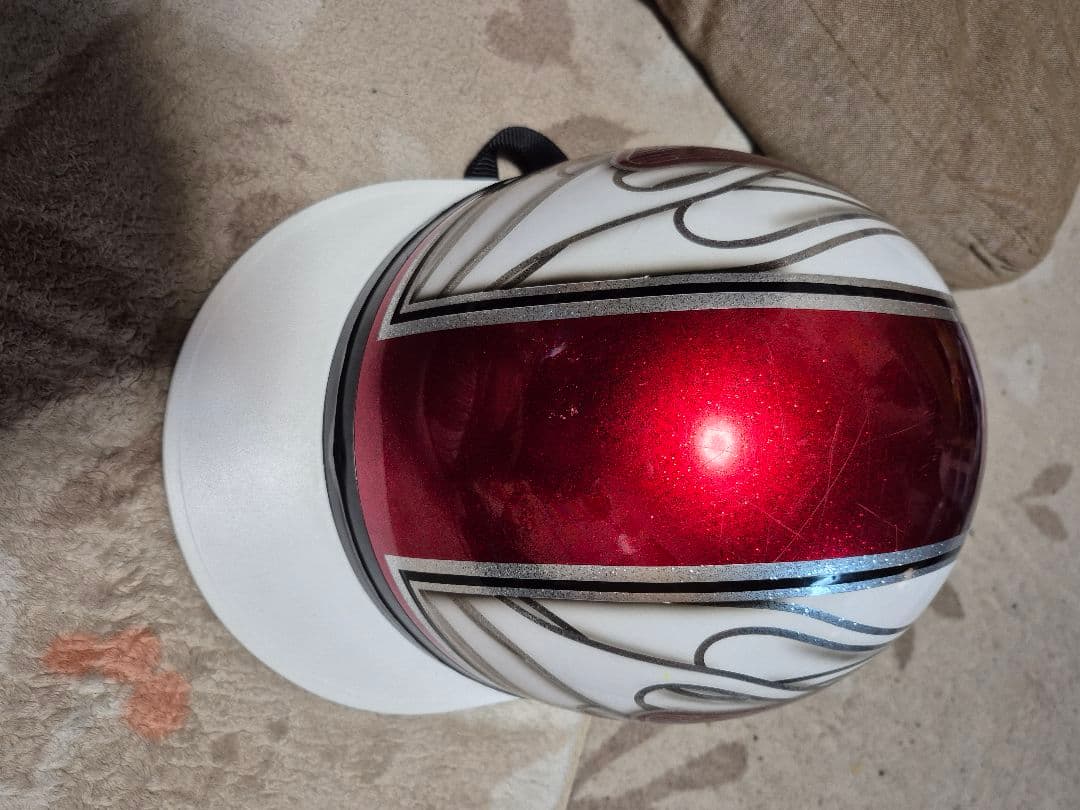 コルク半　HONDA 半帽ヘルメット ホワイト・レッド　送料込み