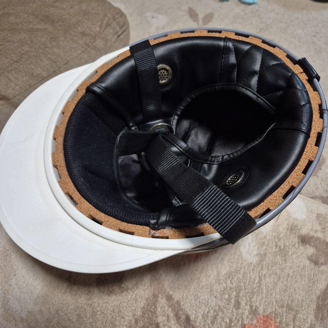 コルク半　HONDA 半帽ヘルメット ホワイト・レッド　送料込み