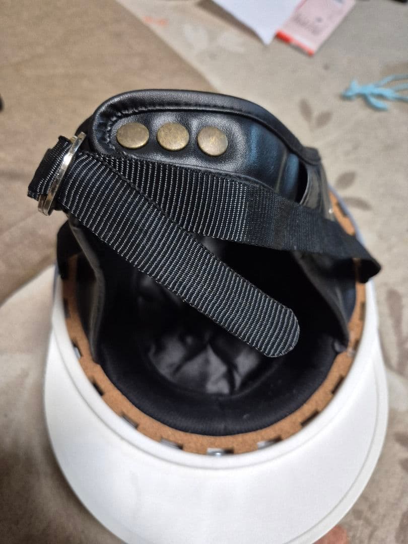 コルク半　HONDA 半帽ヘルメット ホワイト・レッド　送料込み