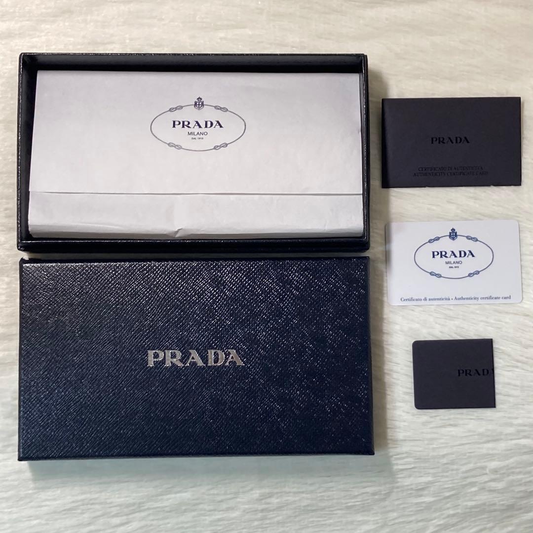 本日限定　美品　PRADA プラダ　二つ折り　財布　長財布　付属品　黒　バイカラ