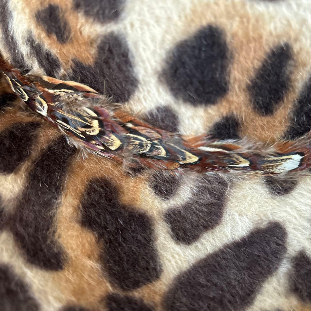 レオパード柄　ハット　つば広　フリーサイズ　毛100% ヒョウ柄