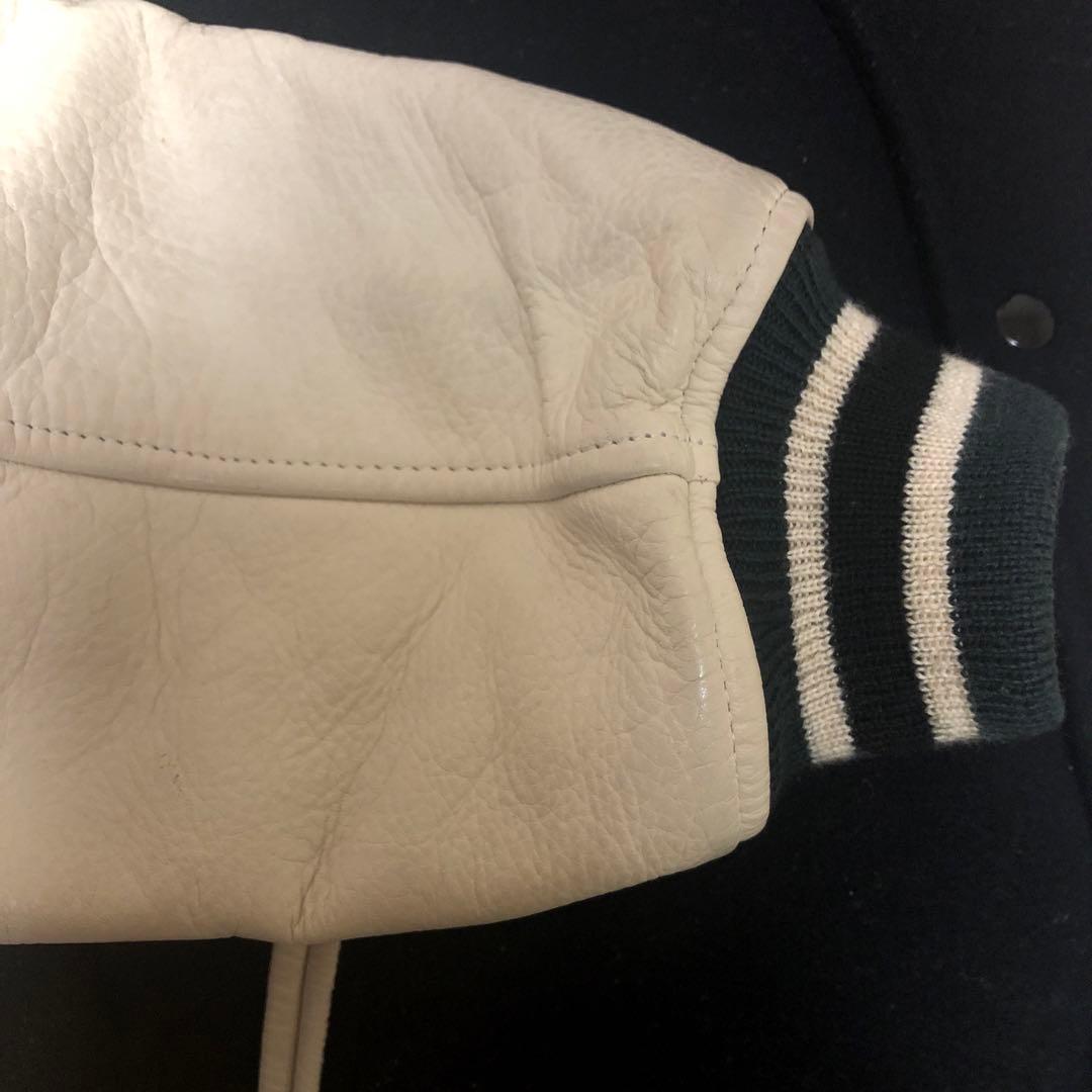 MEN'S BIGI 牛革袖 スタジャン ブラック/ホワイト XL