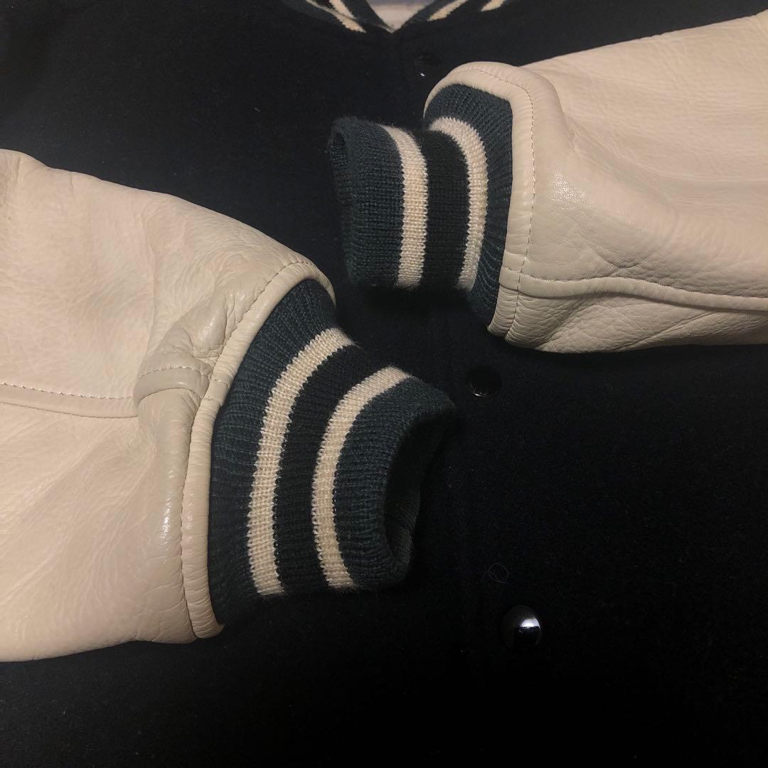 MEN'S BIGI 牛革袖 スタジャン ブラック/ホワイト XL