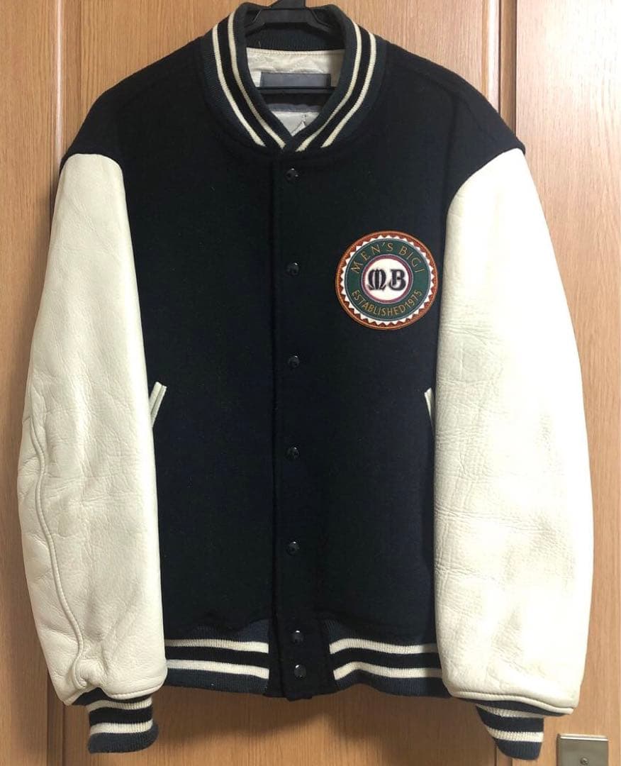 MEN'S BIGI 牛革袖 スタジャン ブラック/ホワイト XL