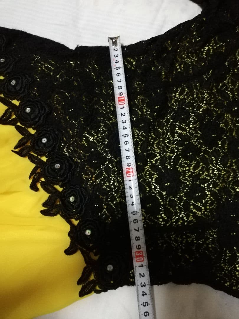 最終お値下げ　社交ダンス用　カラオケ用に　黒と黄色のロングドレス