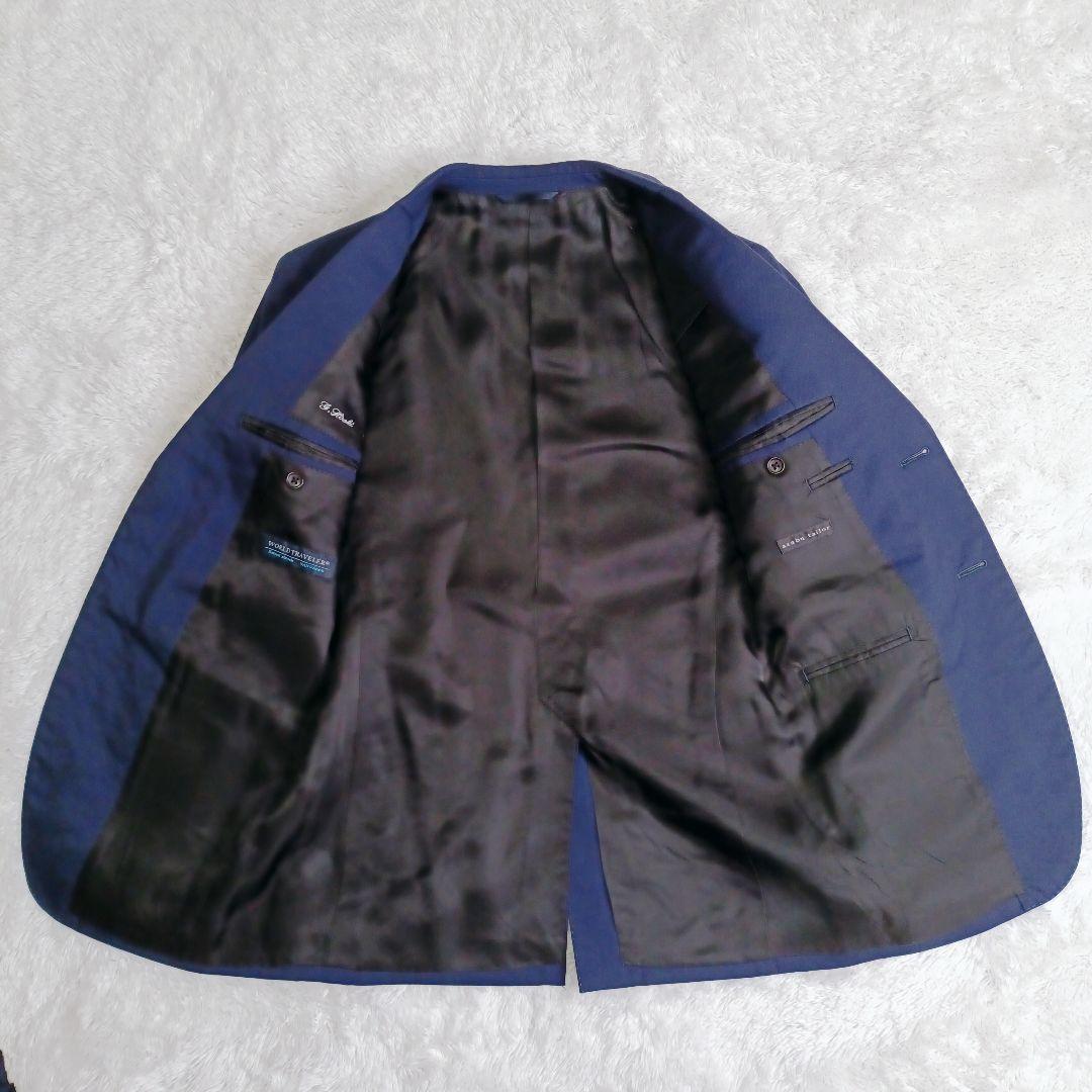 麻布テーラー スリーピース スーツ セットアップ メンズ ネイビー A5（М）