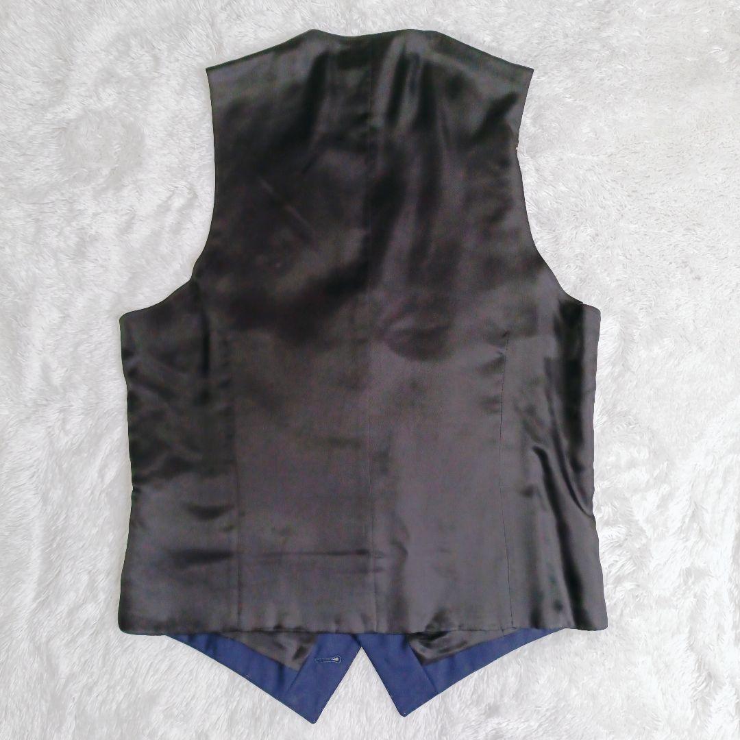 麻布テーラー スリーピース スーツ セットアップ メンズ ネイビー A5（М）