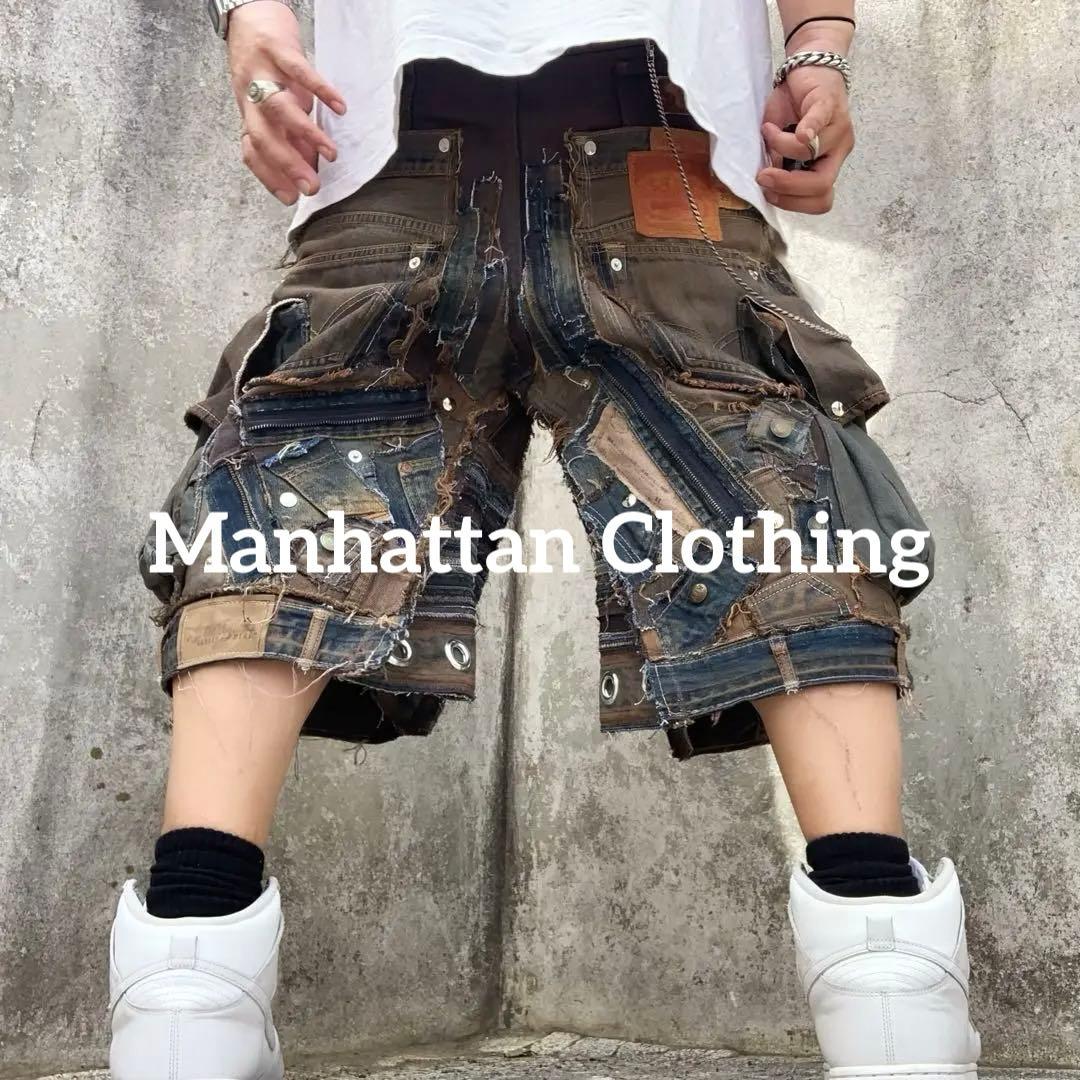 No.612【割引適用済】再構築 リメイク ハーフパンツ デニム