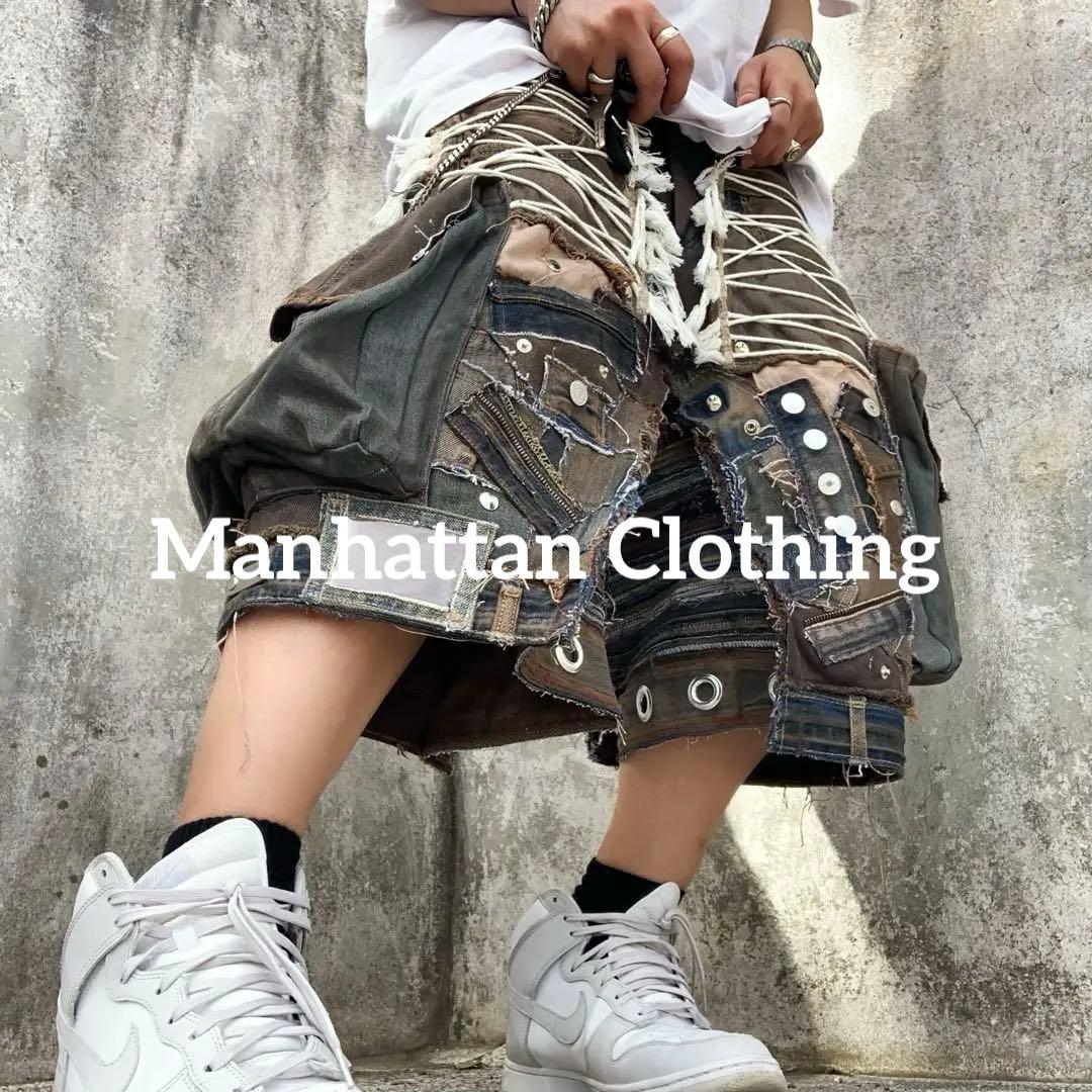 No.612【割引適用済】再構築 リメイク ハーフパンツ デニム