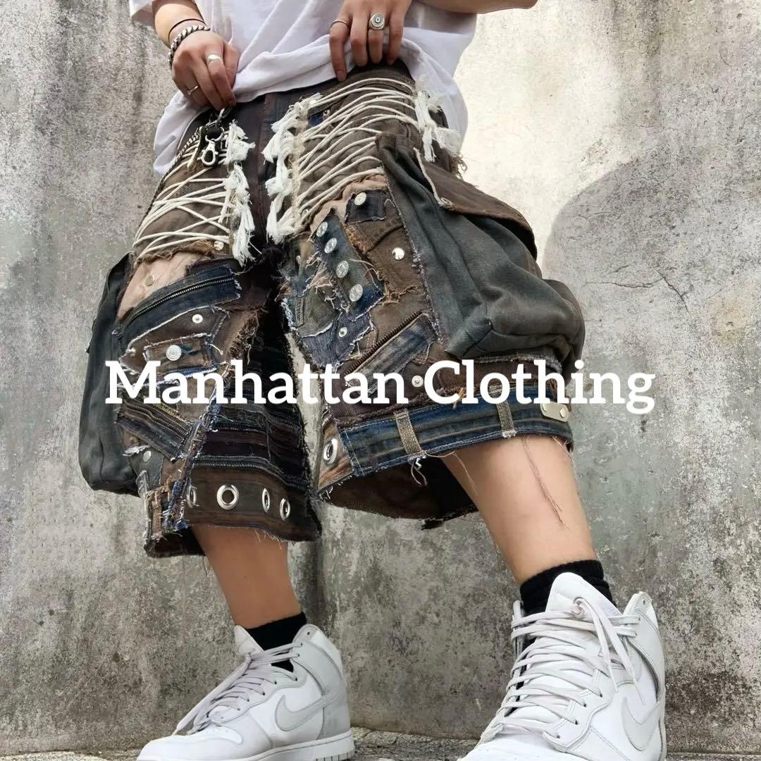 No.612【割引適用済】再構築 リメイク ハーフパンツ デニム