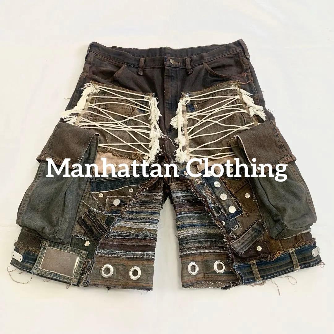 No.612【割引適用済】再構築 リメイク ハーフパンツ デニム