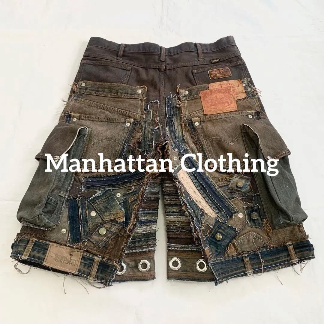 No.612【割引適用済】再構築 リメイク ハーフパンツ デニム