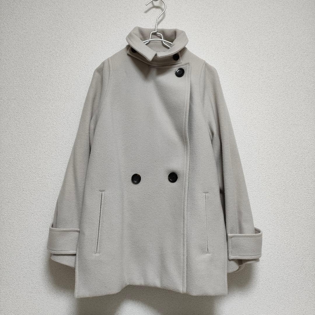 最終価格 パブリック東京 ウールコート スタンドカラー ショート丈 Pコート