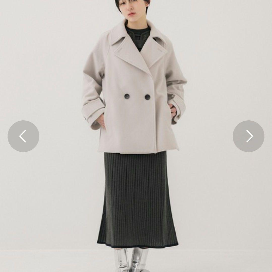 最終価格 パブリック東京 ウールコート スタンドカラー ショート丈 Pコート