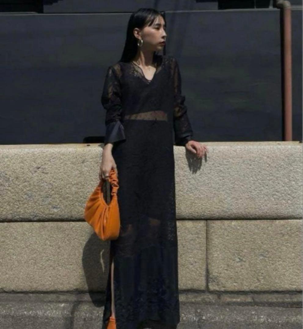 AMERI ATTRACTIVE LACE DRESS ブラック Ｓサイズ