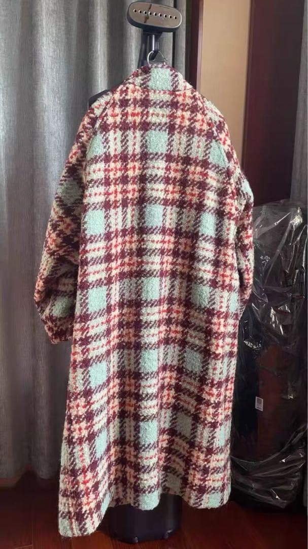 CABaN ウールロービングチェック スタンドカラーコート