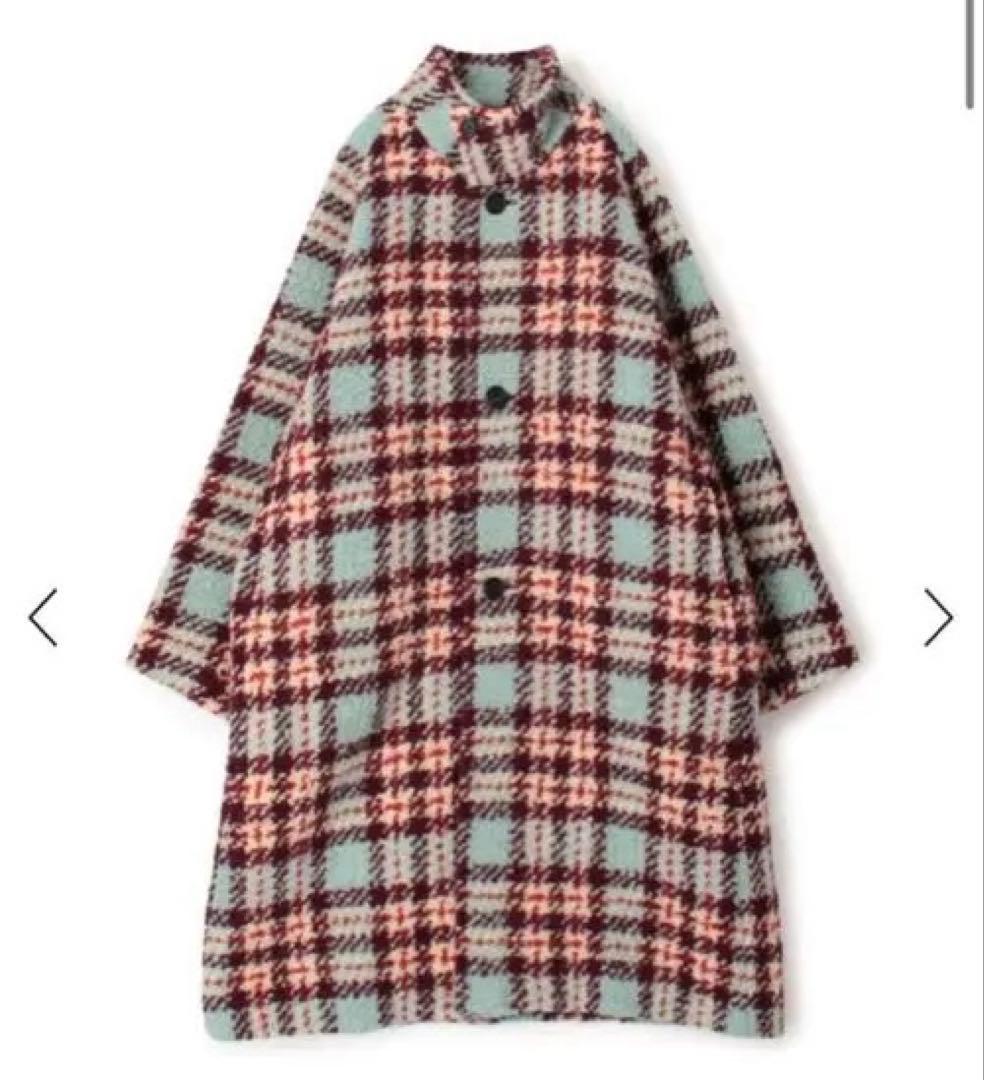 CABaN ウールロービングチェック スタンドカラーコート