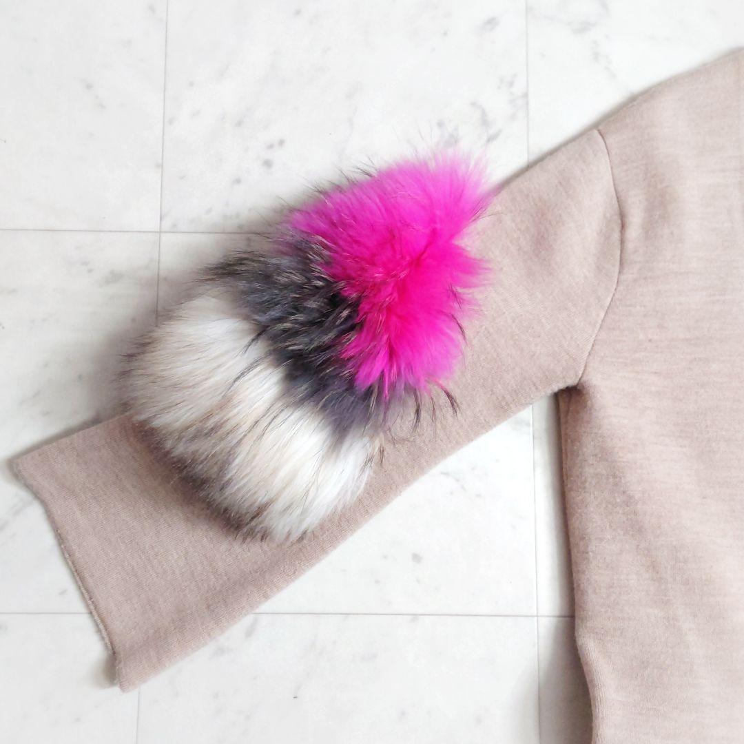 美品♪アンスリード ラクーンファースリーブ 2way ロングコート ベージュ