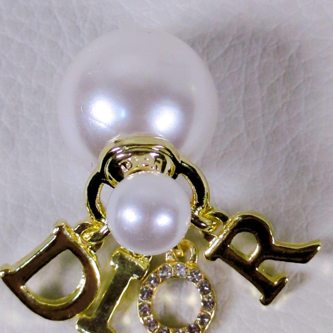 美品 ディオール Dior ピアス パール ラインストーン ゴールド