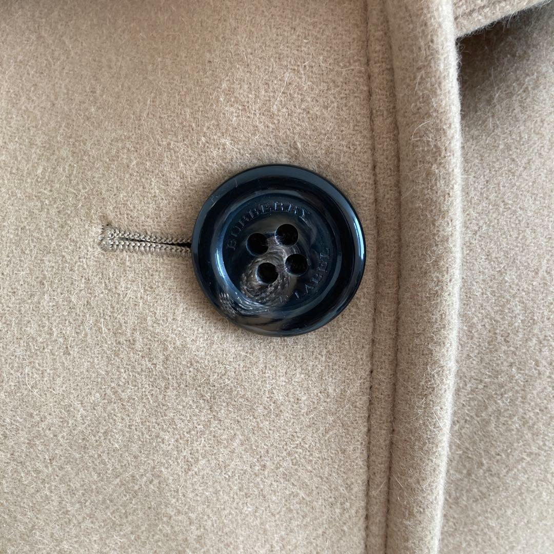 バーバリーブルーレーベルアンゴラフォックスファー付デカボタンロングコート38