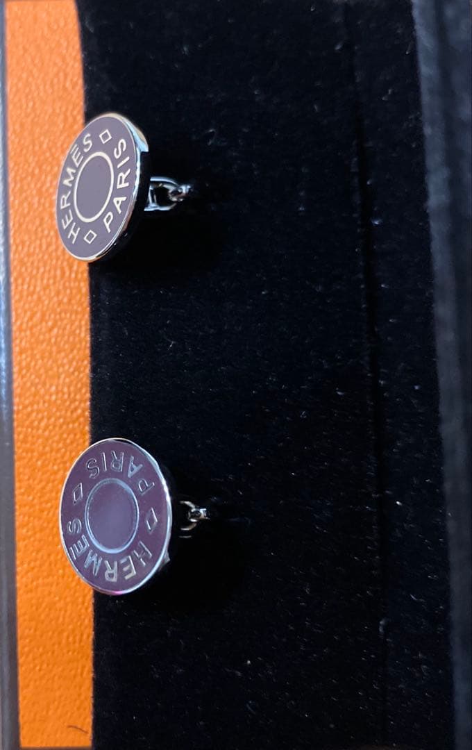 未使用 HERMES エルメス チェーン セリエ カフス ブラウン シルバー