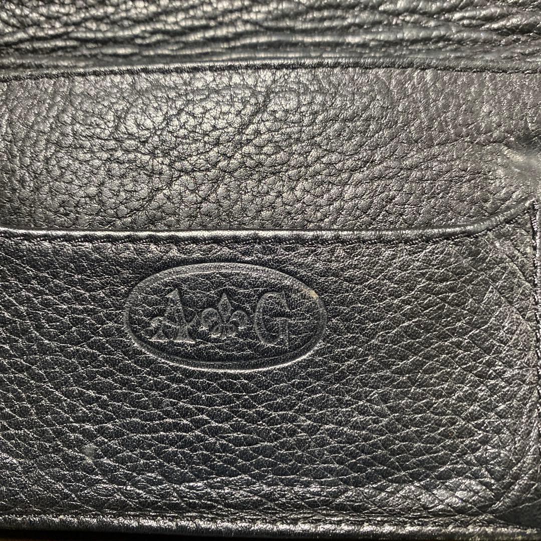 A&G黒 レザー 二つ折り財布