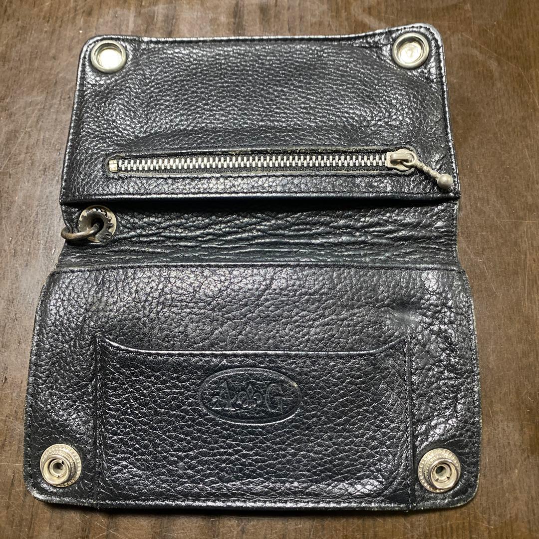 A&G黒 レザー 二つ折り財布