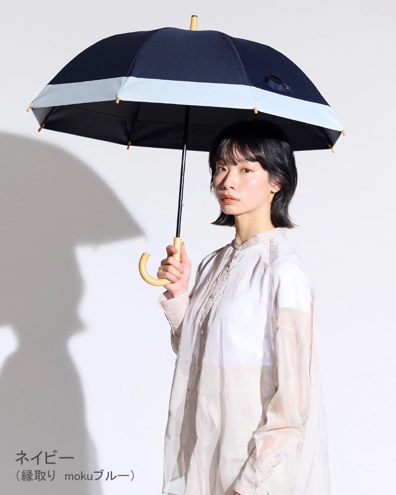 【しのこ】サンバリア100 日傘 長傘Sサイズ+plus mokuブルー