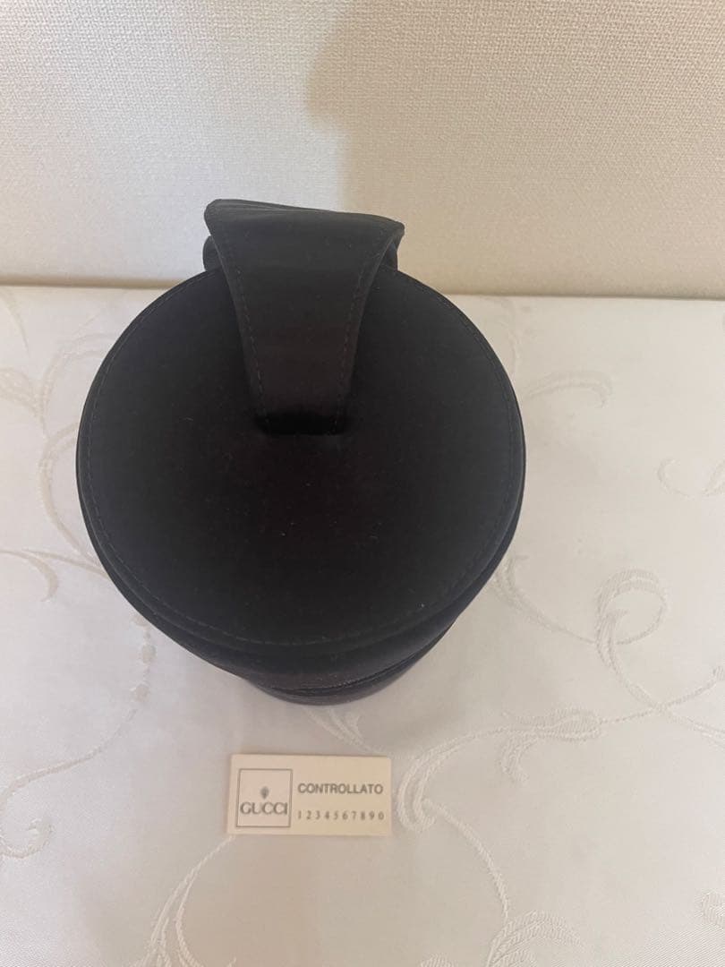 GUCCI グッチ＊ブラックサテン　シリンダーバッグ　黒　美品