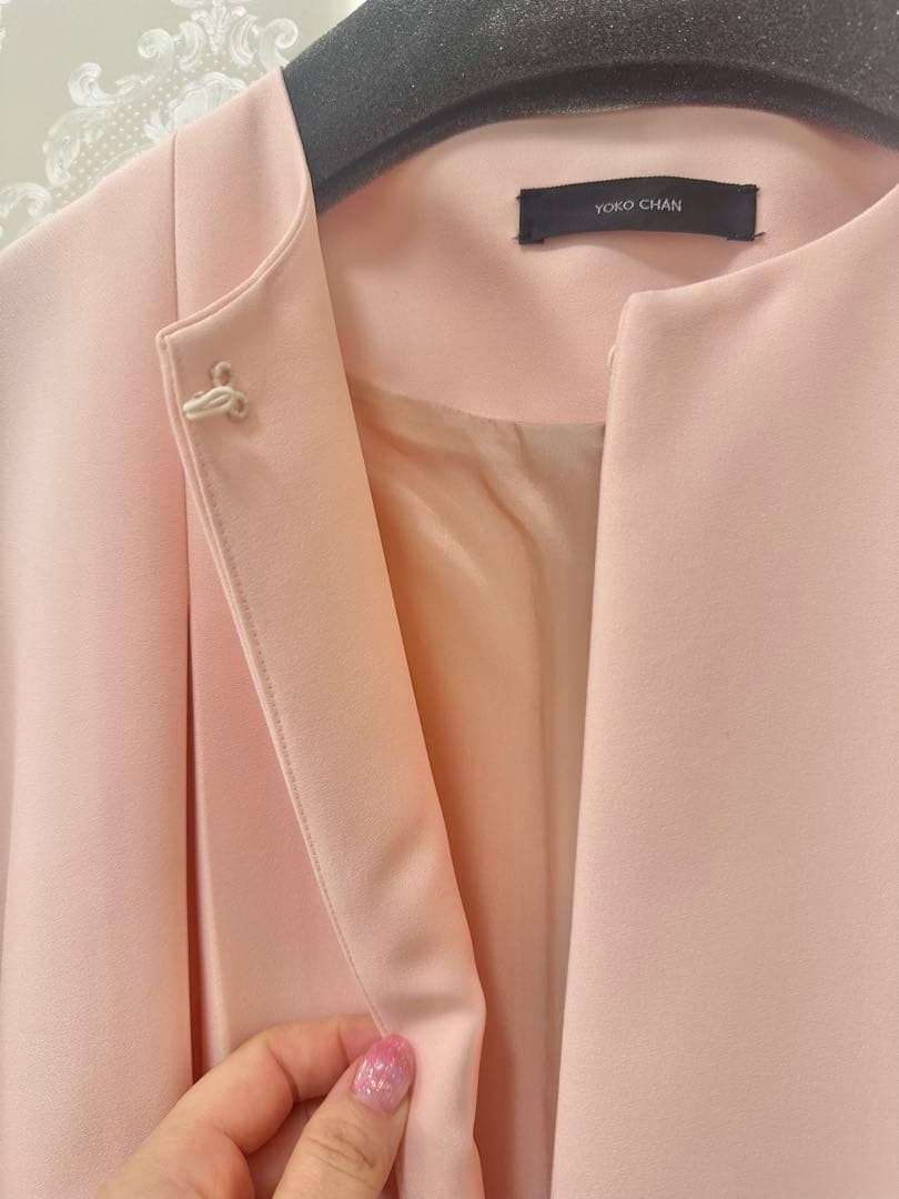 ヨーコチャンYOKOCHANベルト付きピンクロングコート